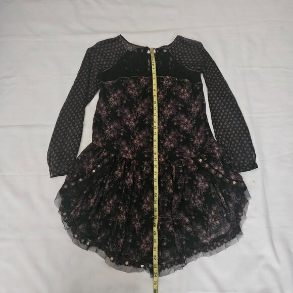 Free People Women's Midnight Garden Combo Sheer Long Sleeve Elsie Dress XS/TP - Picture 14 of 14